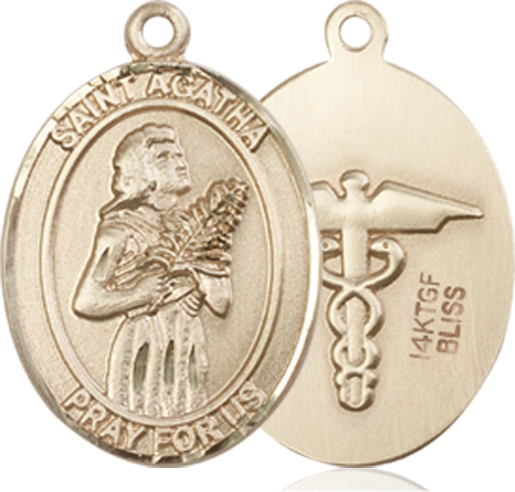 14kt Gold Filled Saint Agatha Nurse Medal