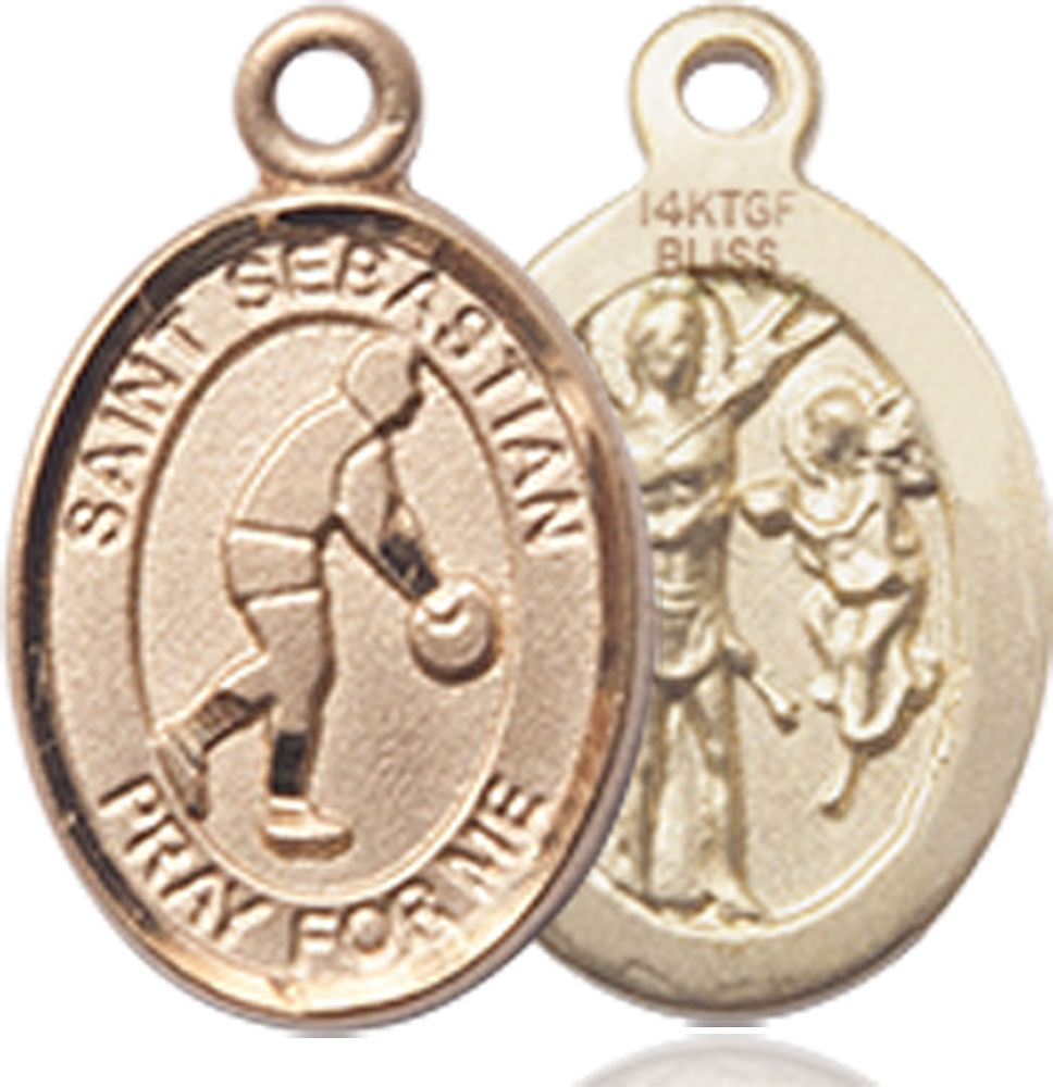 14kt Gold Filled Saint Sebastian Basketball Medal