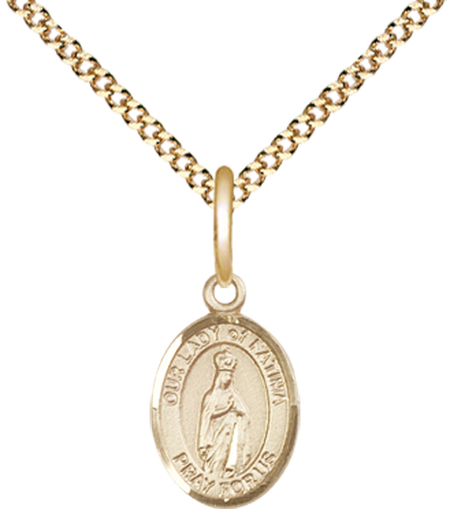 14kt Gold Filled Our Lady of Fatima Pendant on a 18 inch Gold Plate Light Curb chain