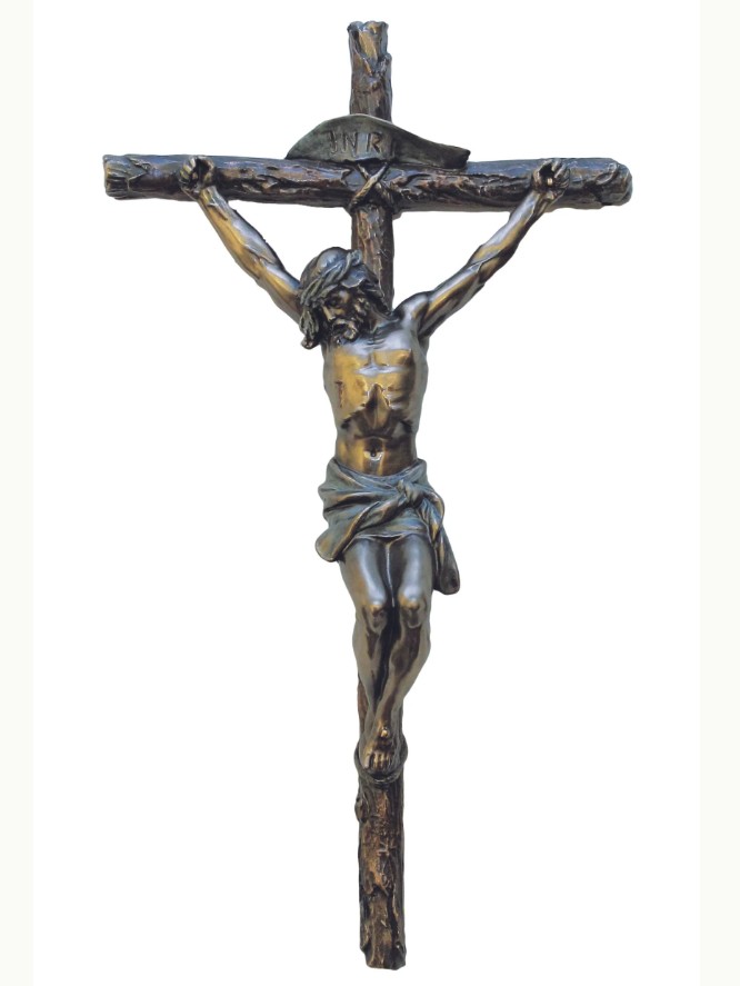 16in. Crucifix Lightly Painted Bronze 