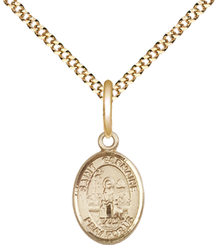 14kt Gold Filled Saint Germaine Cousin Pendant on a 18 inch Gold Plate Light Curb chain