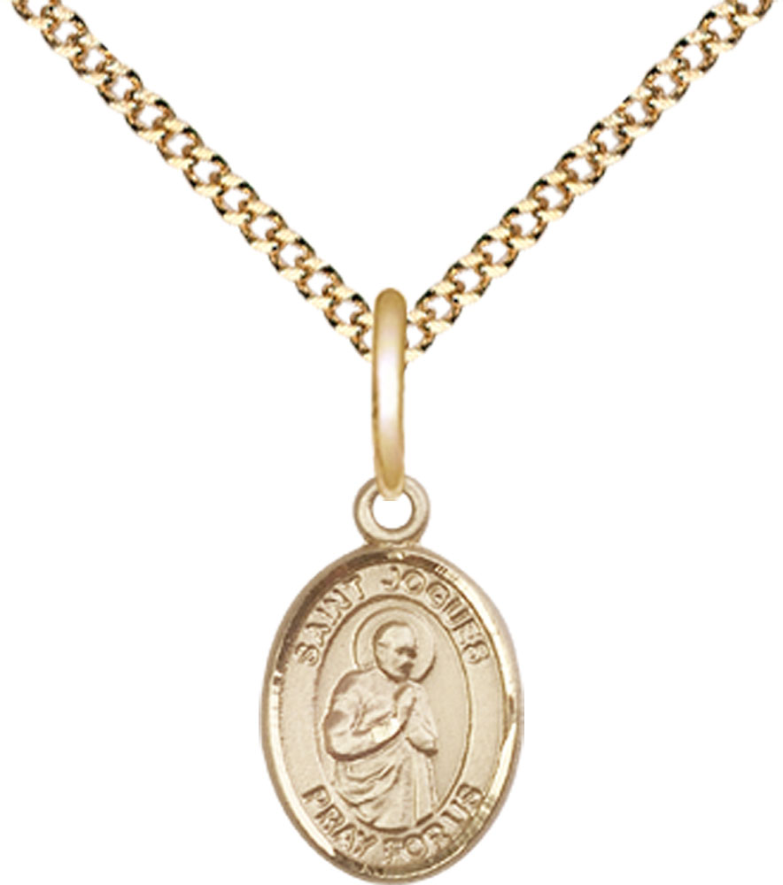 14kt Gold Filled Saint Isaac Jogues Pendant on a 18 inch Gold Plate Light Curb chain