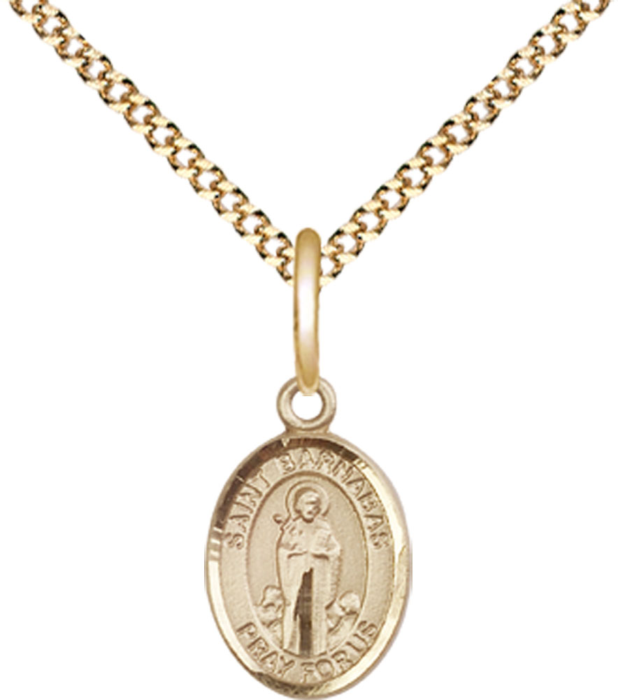 14kt Gold Filled Saint Barnabas Pendant on a 18 inch Gold Plate Light Curb chain