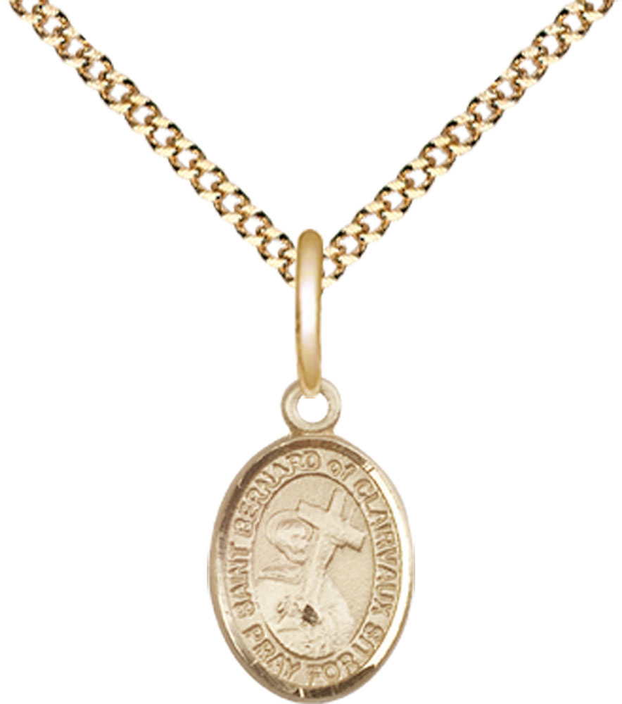 14kt Gold Filled Saint Bernard of Clairvaux Pendant on a 18 inch Gold Plate Light Curb chain