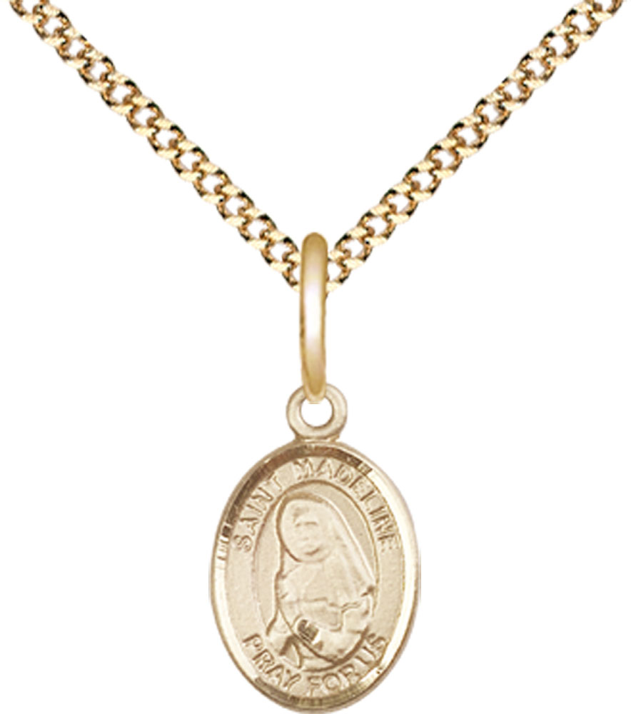 14kt Gold Filled Saint Madeline Sophie Barat Pendant on a 18 inch Gold Plate Light Curb chain