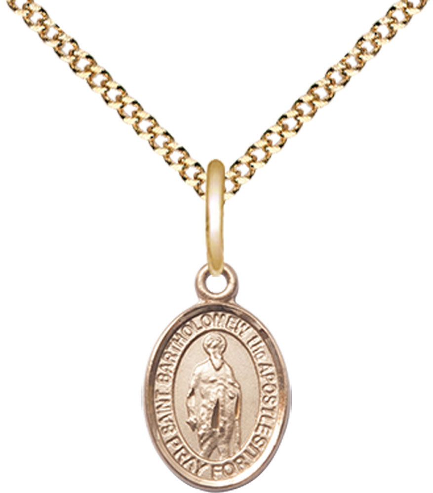 14kt Gold Filled Saint Bartholomew the Apostle Pendant on a 18 inch Gold Plate Light Curb chain