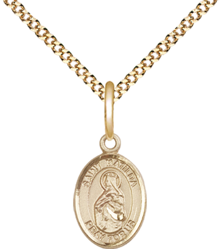 14kt Gold Filled Saint Matilda Pendant on a 18 inch Gold Plate Light Curb chain