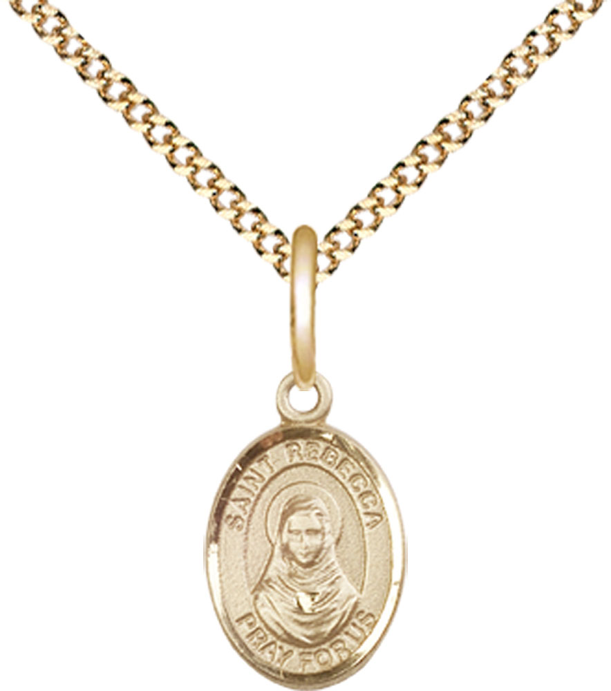 14kt Gold Filled Saint Rebecca Pendant on a 18 inch Gold Plate Light Curb chain