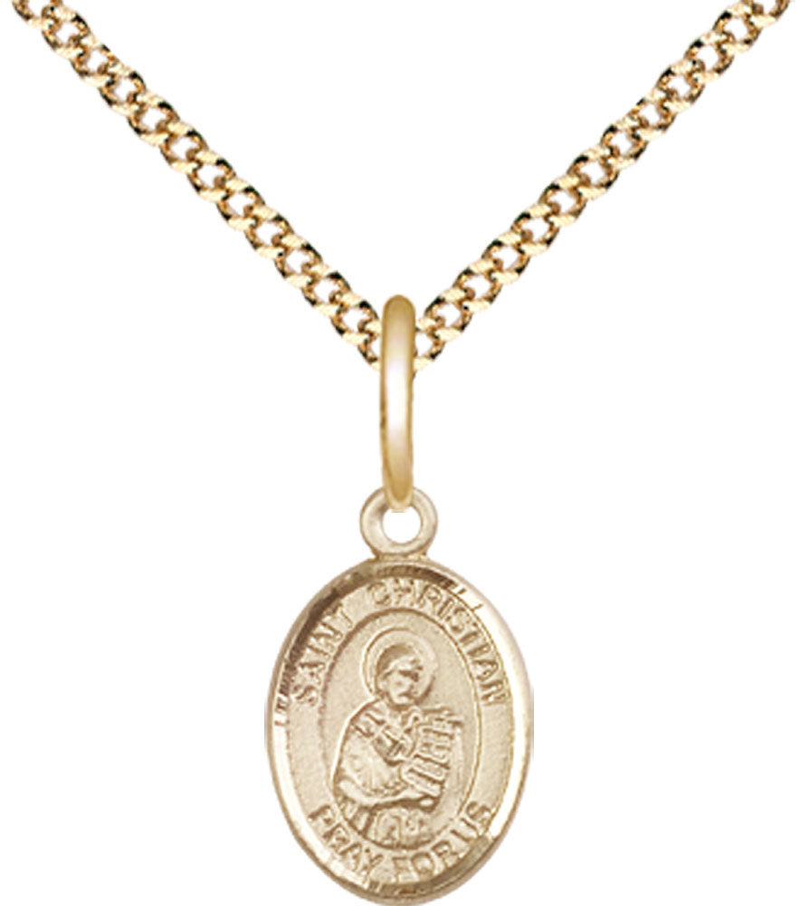 14kt Gold Filled Saint Christian Demosthenes Pendant on a 18 inch Gold Plate Light Curb chain