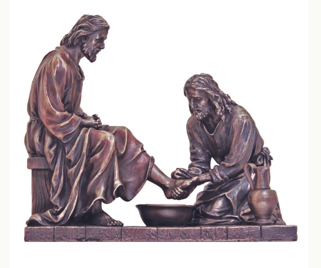 Christ washing feet Bronze
