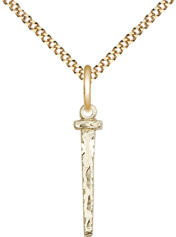 14kt Gold Filled Nail Pendant on a 18 inch Gold Plate Light Curb chain