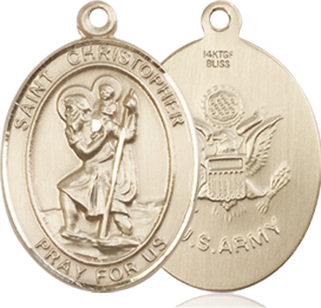 14kt Gold Filled Saint Christopher Army Medal