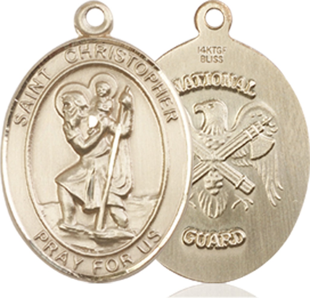 14kt Gold Filled Saint Christopher National Guard Medal