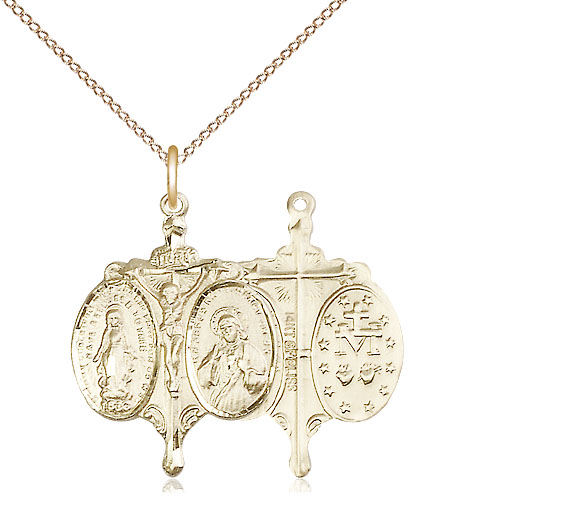 14kt Gold Filled Novena Pendant on a 18 inch Gold Filled Light Curb chain