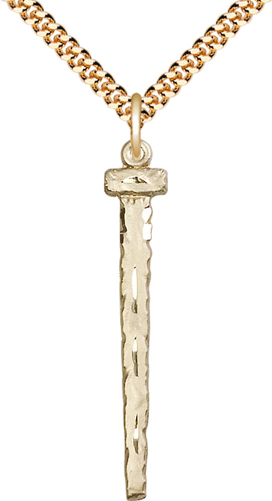 14kt Gold Filled Nail Pendant on a 24 inch Gold Plate Heavy Curb chain