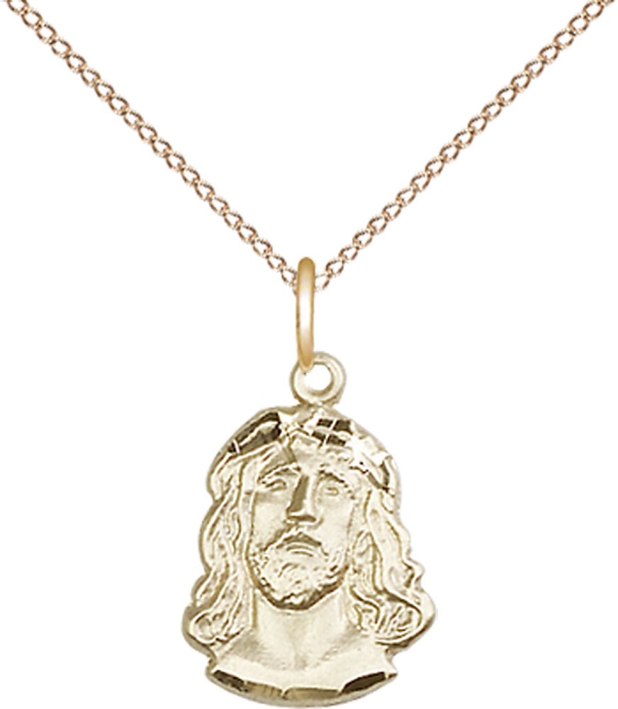 14kt Gold Filled Ecce Homo Pendant on a 18 inch Gold Filled Light Curb chain