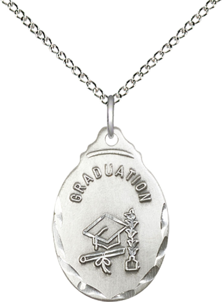 Sterling Silver Graduate Pendant on a 18 inch Sterling Silver Light Curb chain