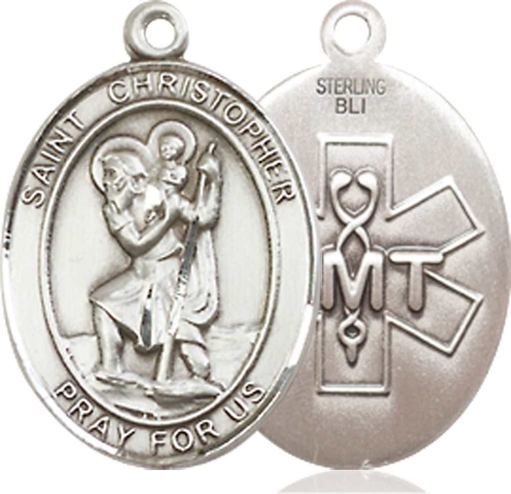 Sterling Silver Saint Christopher EMT Medal