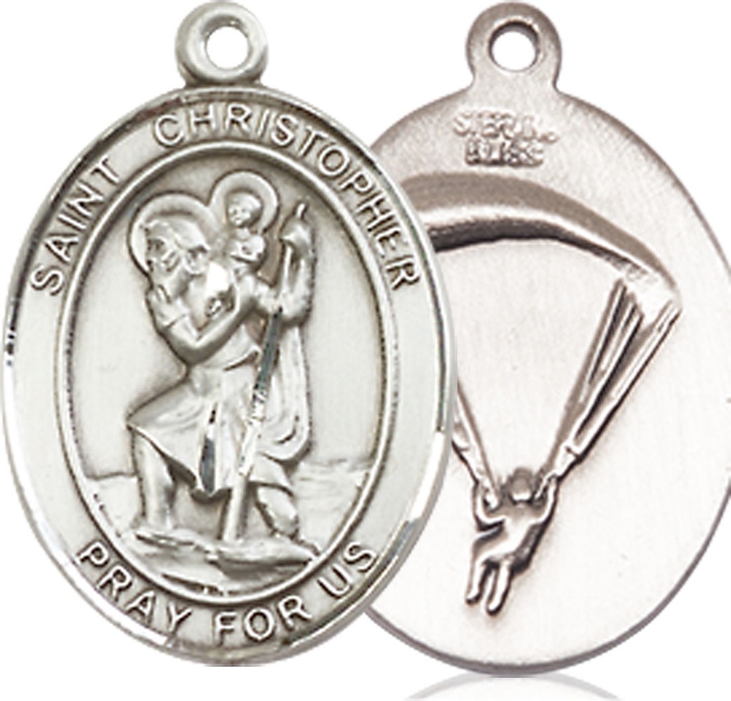 Sterling Silver Saint Christopher Paratrooper Medal