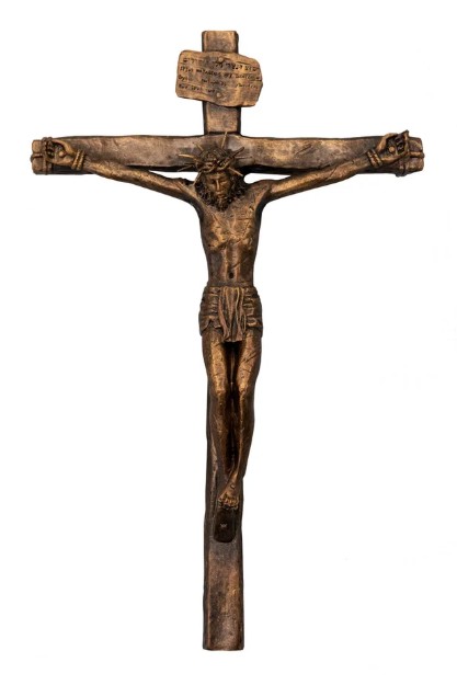 10in. Antique Bronze Realistic Crucifix