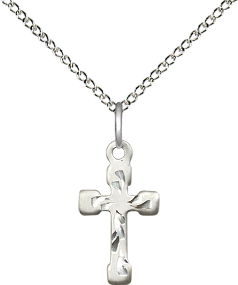 Sterling Silver Cross Pendant on a 18 inch Sterling Silver Light Curb chain