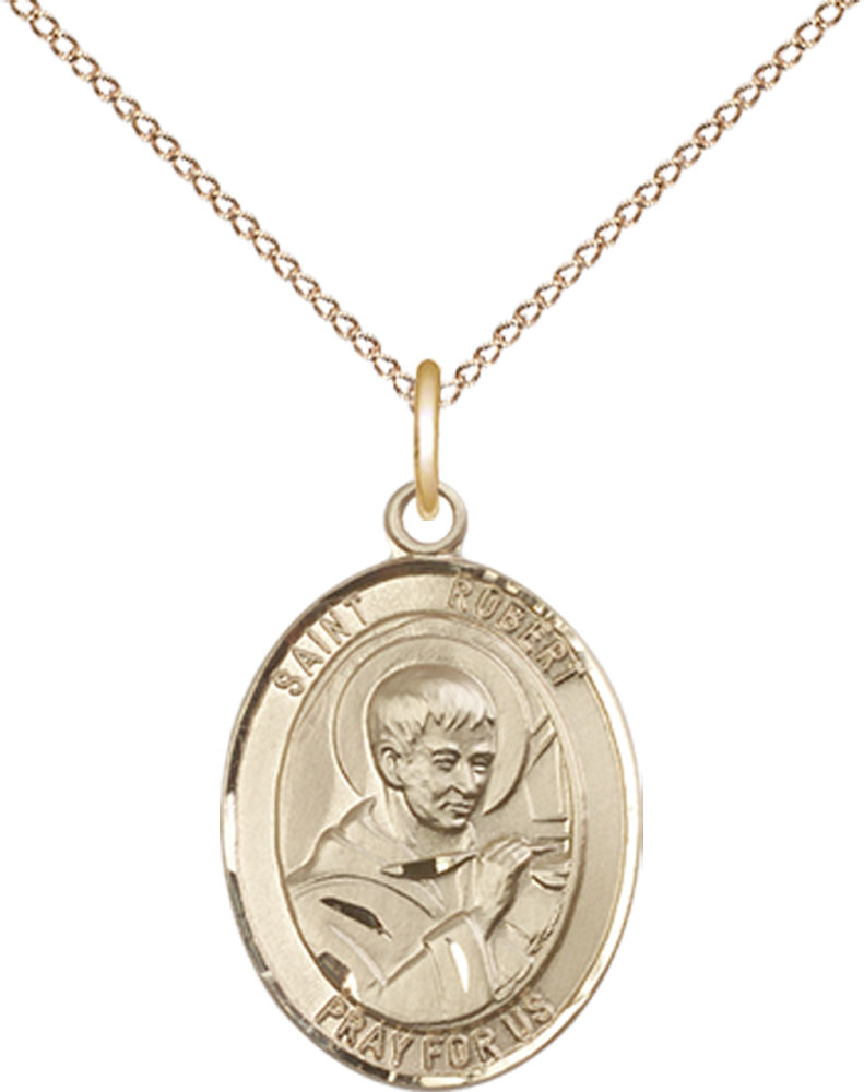 14kt Gold Filled Saint Robert Bellarmine Pendant on a 18 inch Gold Filled Light Curb chain