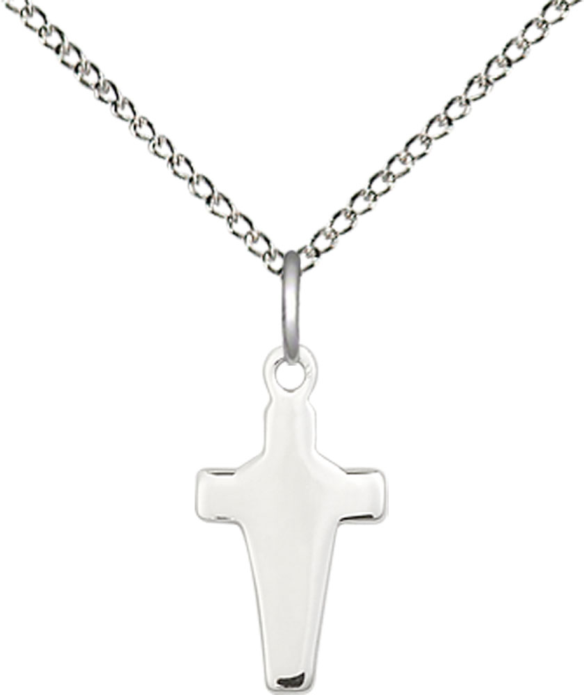 Sterling Silver Cross Pendant on a 18 inch Sterling Silver Light Curb chain