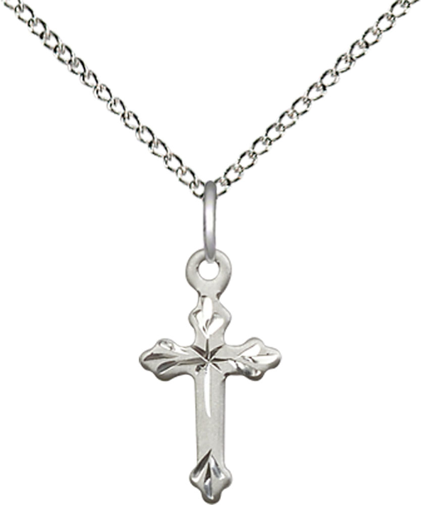 Sterling Silver Cross Pendant on a 18 inch Sterling Silver Light Curb chain