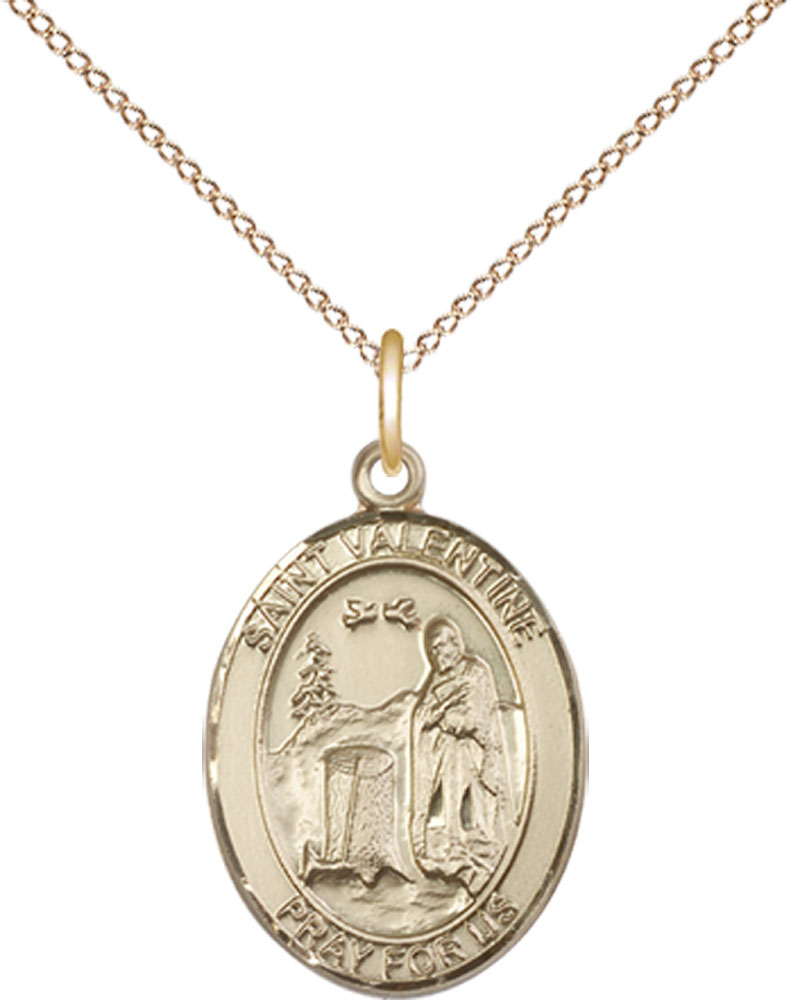 14kt Gold Filled Saint Valentine of Rome Pendant on a 18 inch Gold Filled Light Curb chain