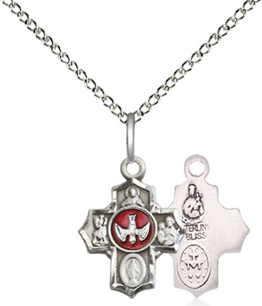 Sterling Silver 5-Way Pendant on a 18 inch Sterling Silver Light Curb chain