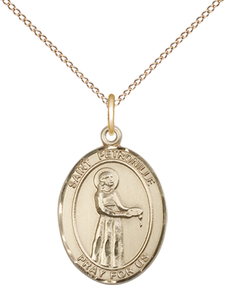 14kt Gold Filled Saint Petronille Pendant on a 18 inch Gold Filled Light Curb chain