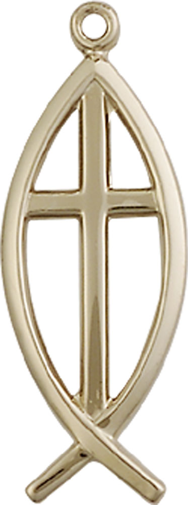 14kt Gold Fish Cross Medal