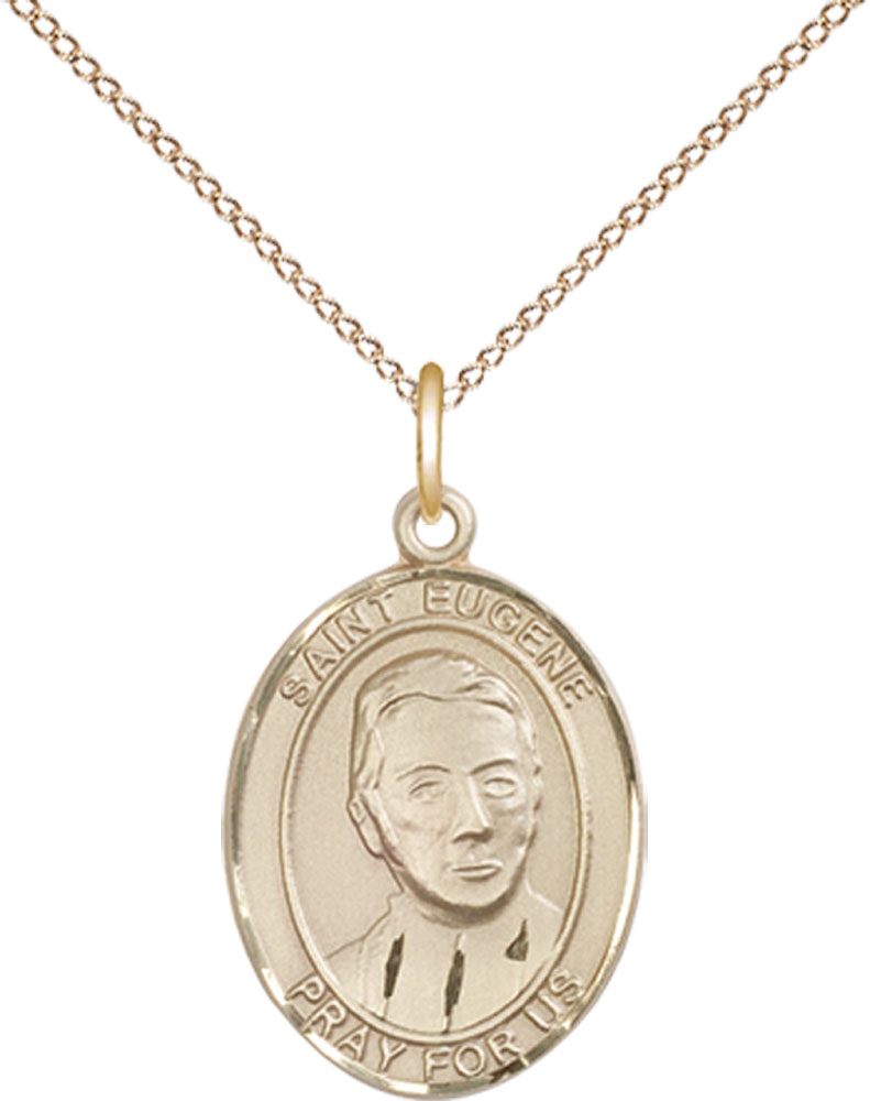 14kt Gold Filled Saint Eugene de Mazenod Pendant on a 18 inch Gold Filled Light Curb chain