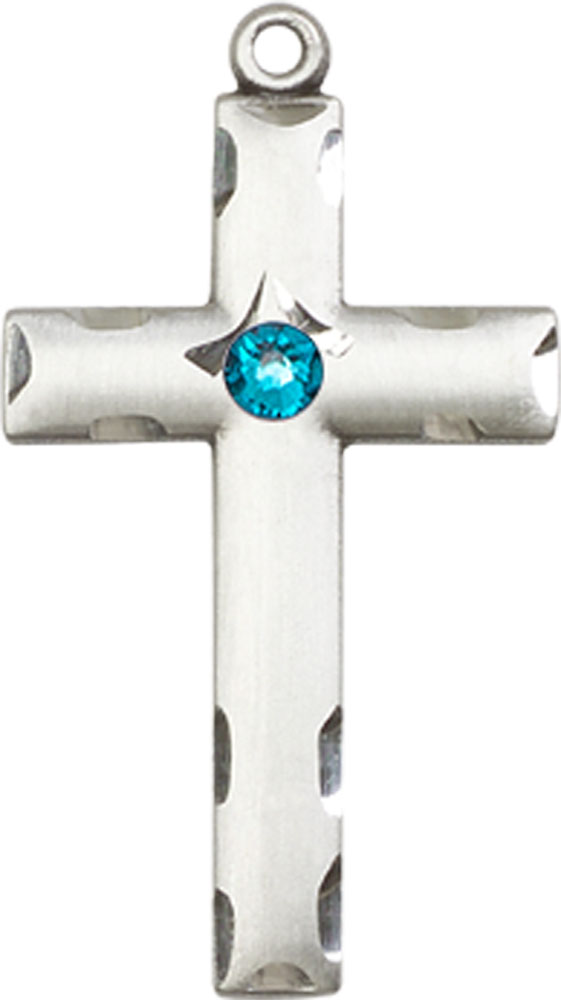 Sterling Silver Cross Medal with a 3mm Zircon Swarovski stone