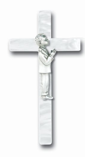 7" Pearlized Communion Cross Boy - Communion
