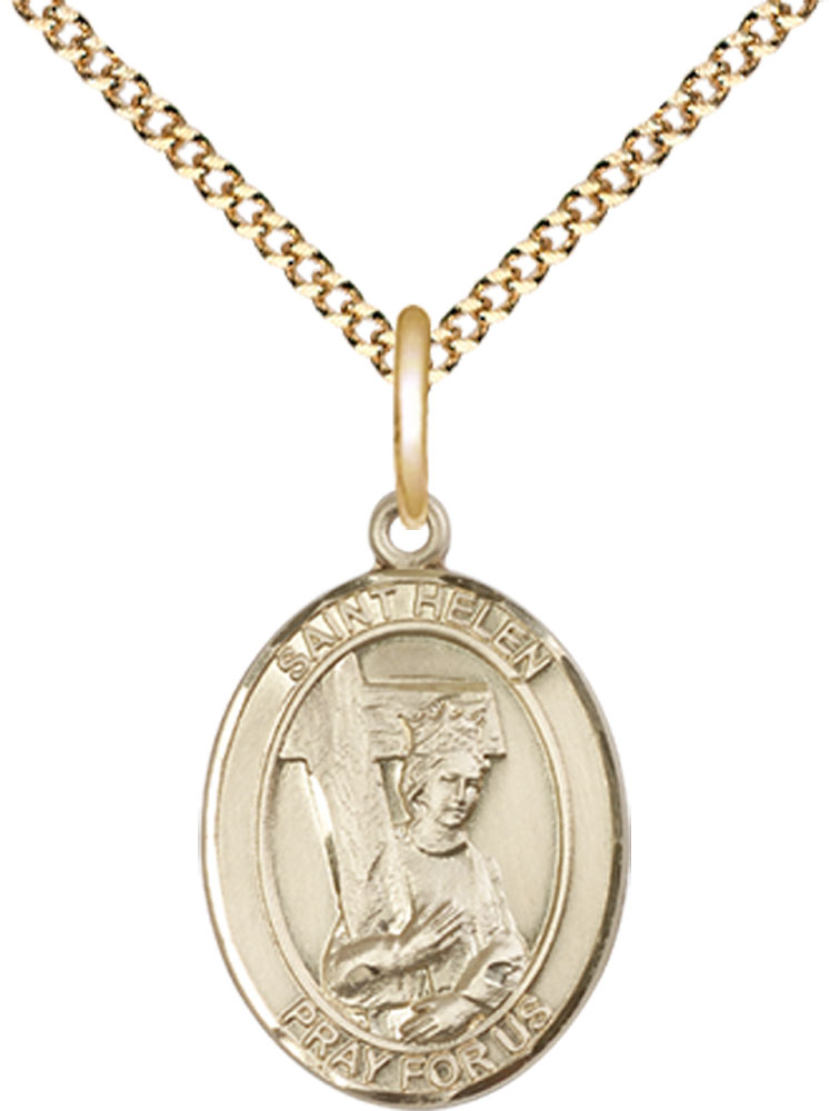 14kt Gold Filled Saint Helen Pendant on a 18 inch Gold Plate Light Curb chain