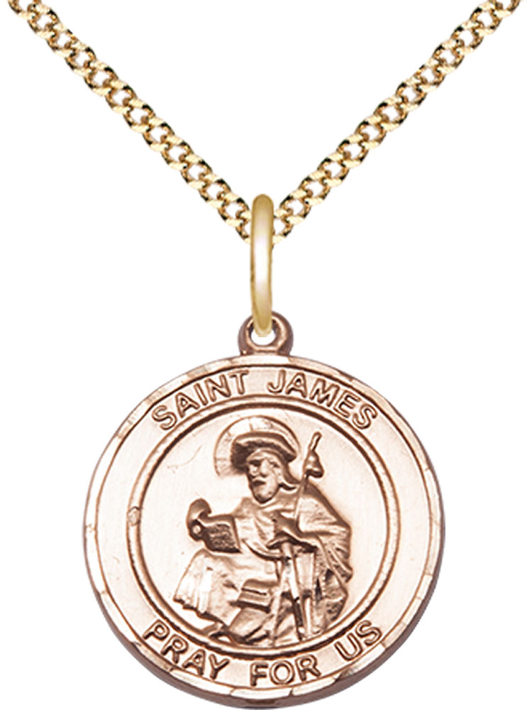 14kt Gold Filled Saint James the Greater Pendant on a 18 inch Gold Plate Light Curb chain