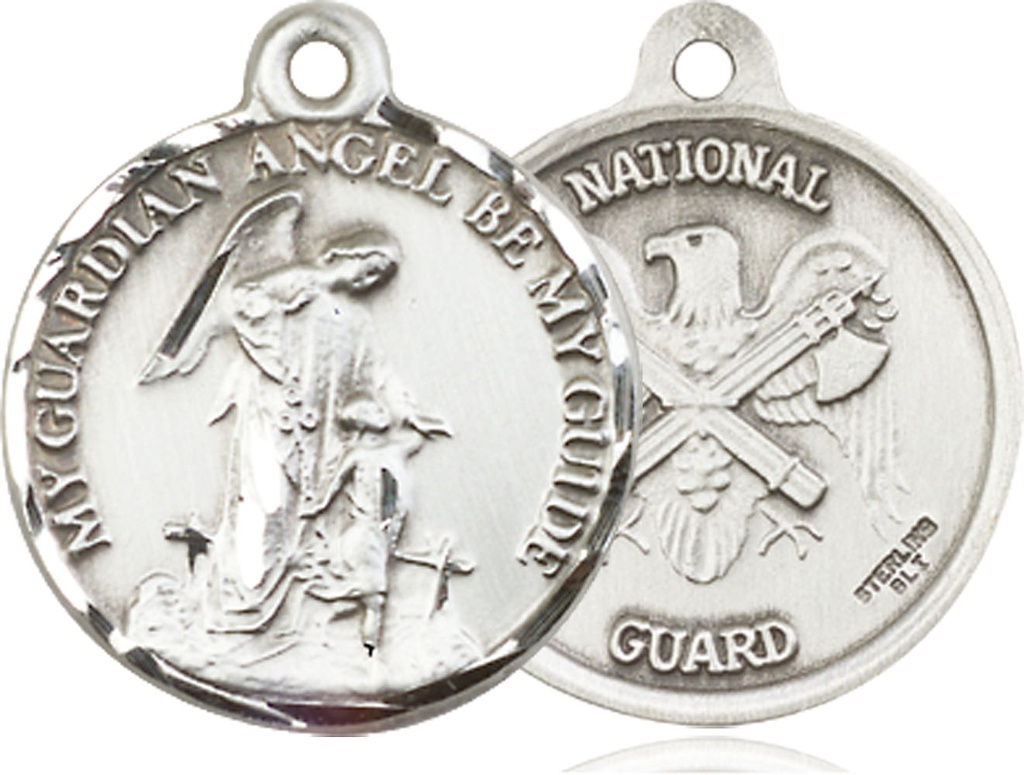 Sterling Silver Guardain Angel National Guard Medal