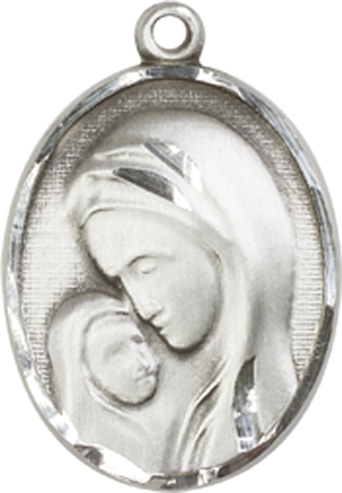 Sterling Silver Madonna &amp; Child Medal - With Box