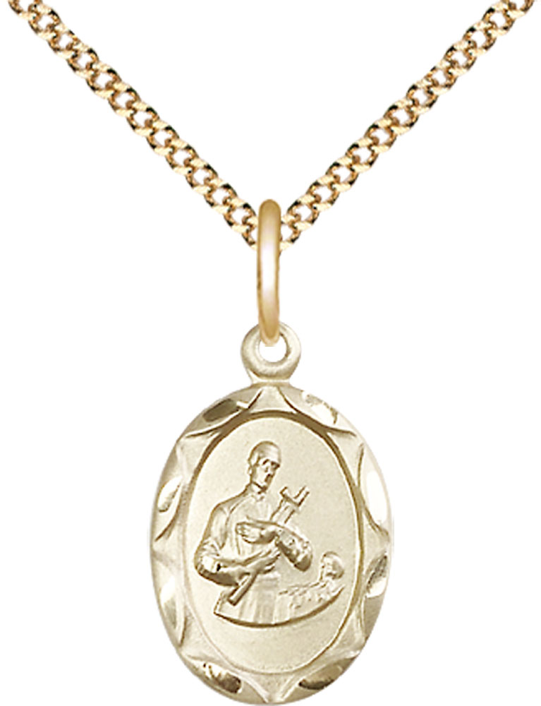14kt Gold Filled Saint Gerard Pendant on a 18 inch Gold Plate Light Curb chain