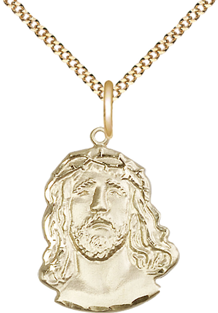 14kt Gold Filled Ecce Homo Pendant on a 18 inch Gold Plate Light Curb chain