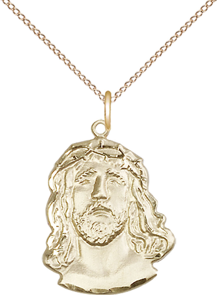 14kt Gold Filled Ecce Homo Pendant on a 18 inch Gold Filled Light Curb chain