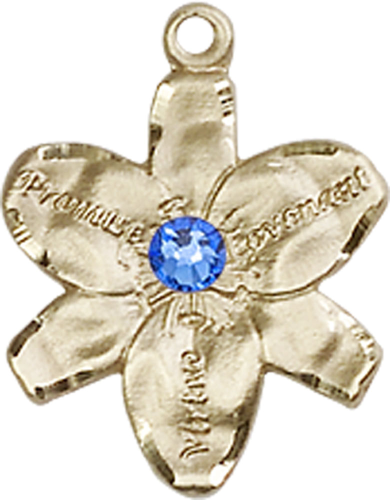 14kt Gold Filled Chastity Medal with a 3mm Sapphire Swarovski stone