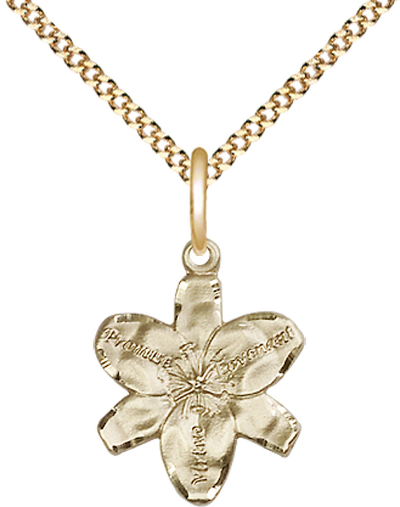 14kt Gold Filled Chastity Pendant on a 18 inch Gold Plate Light Curb chain