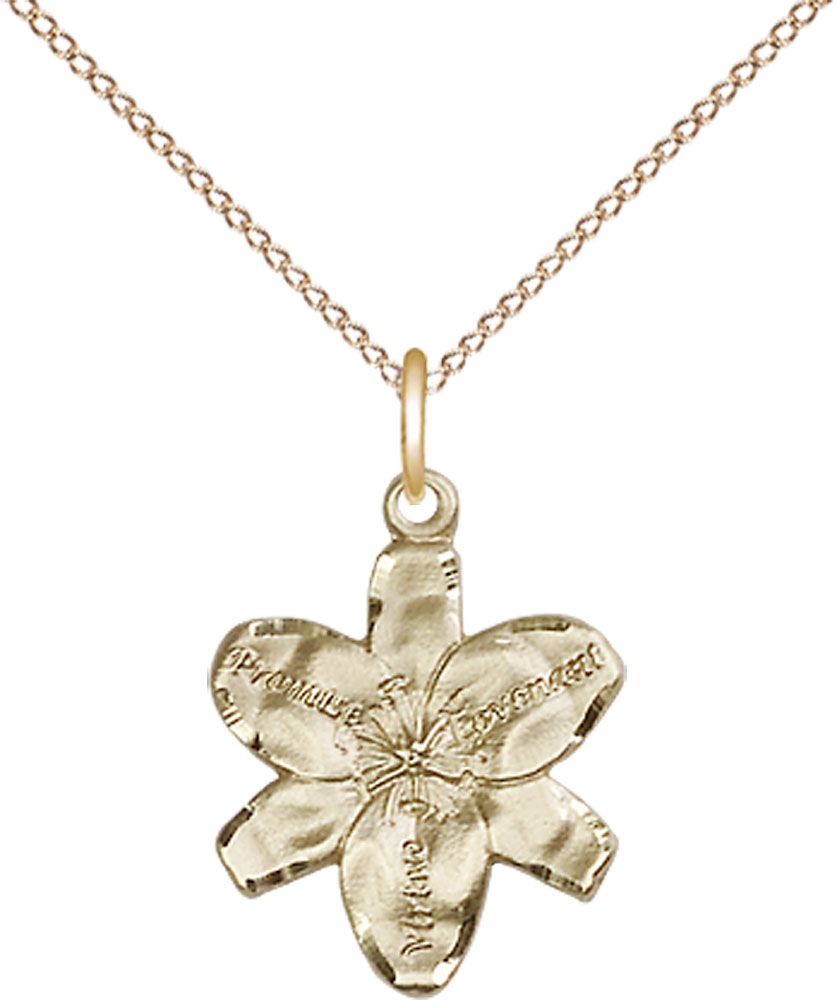 14kt Gold Filled Chastity Pendant on a 18 inch Gold Filled Light Curb chain