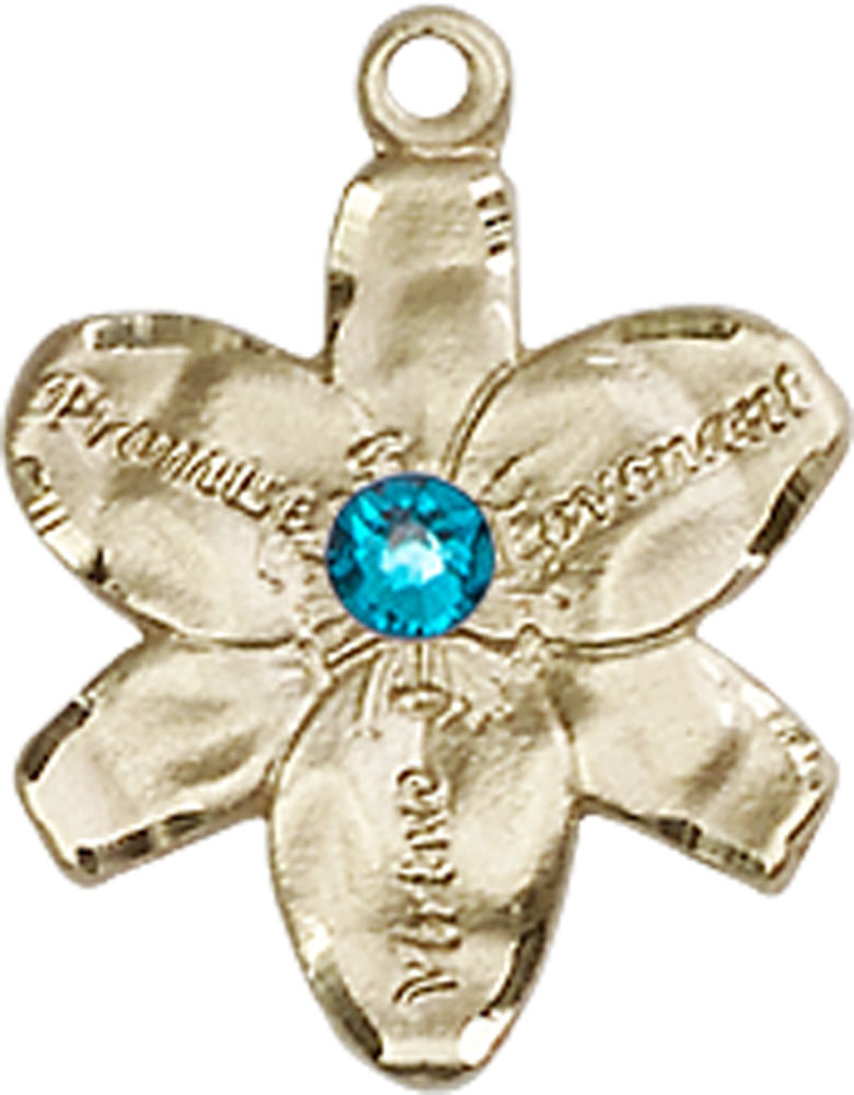 14kt Gold Chastity Medal with a 3mm Zircon Swarovski stone