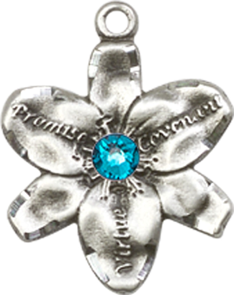 Sterling Silver Chastity Medal with a 3mm Zircon Swarovski stone