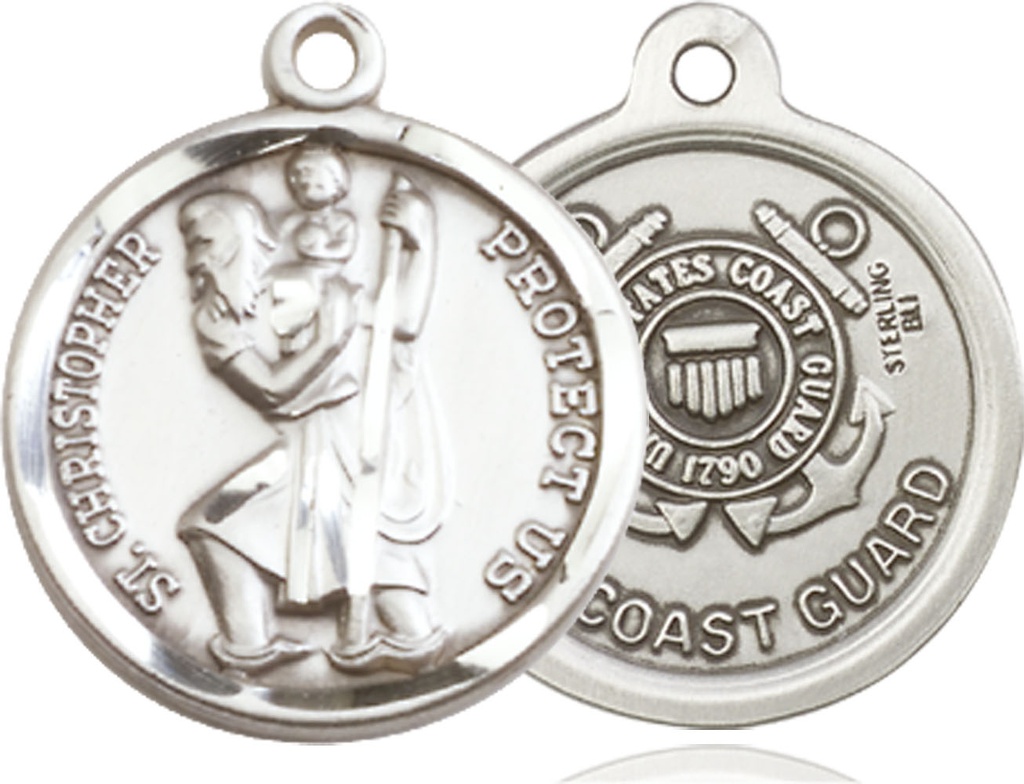 Sterling Silver Saint Christopher Coast Guard Medal