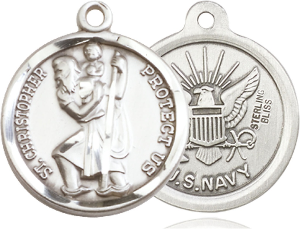 Sterling Silver Saint Christopher Navy Medal