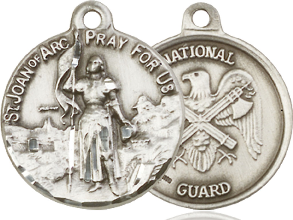 Sterling Silver Saint Joan of Arc National Guard Medal